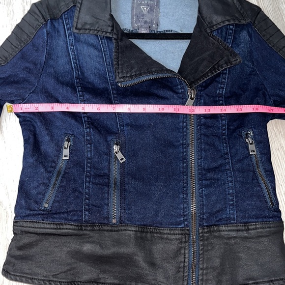 Guess Y2K Denim Leather Moto Jacket Small - Picture 12 of 16